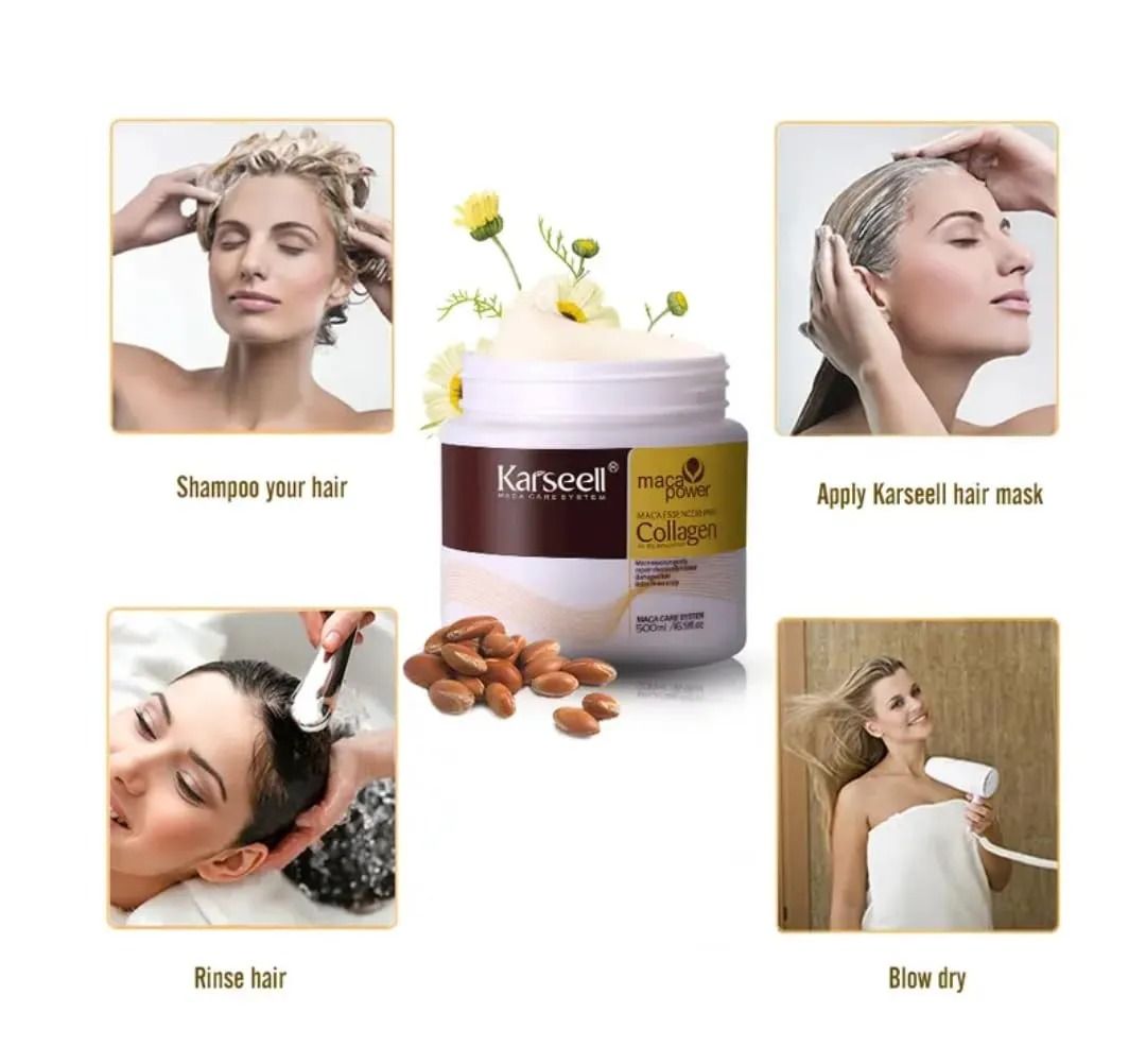 Sealed Packed Karseell Hair Mask Collagen Treatment Cream – Argan Oil &amp; Maca Essence, 16.9 OZ 500ml View Gallery - Pakistan