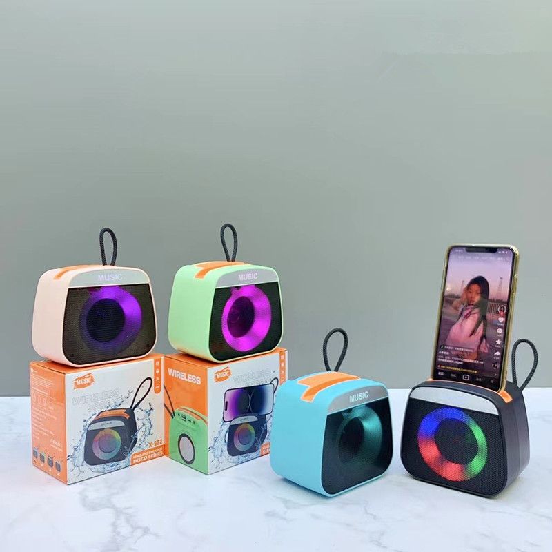 Portable Rechargeable Mini Blutooth Speaker Small LED Lights Portable Wireless Bluetooth Speaker for Outdoor Camping (Random Color) View Gallery - Pakistan
