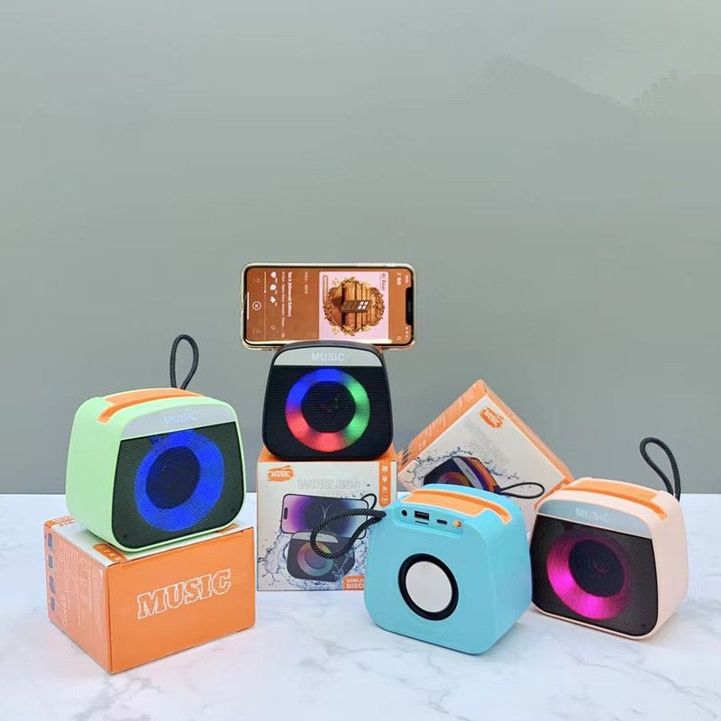 Portable Rechargeable Mini Blutooth Speaker Small LED Lights Portable Wireless Bluetooth Speaker for Outdoor Camping (Random Color) View Gallery - Pakistan