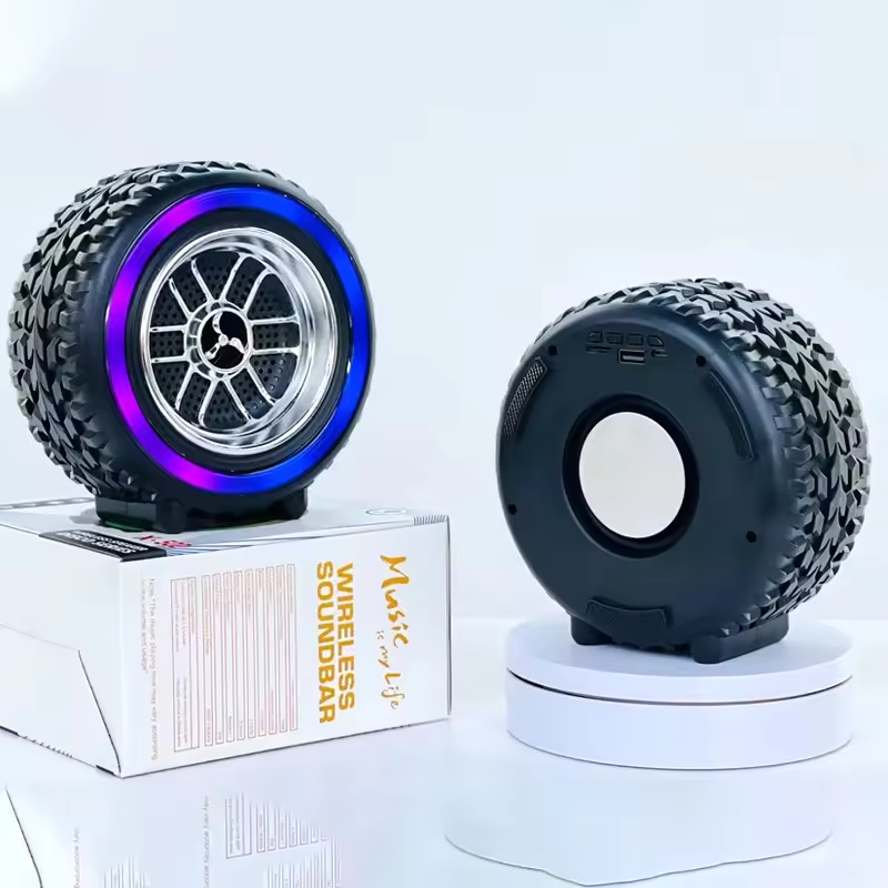X-502 RGB Wheel-Shaped Wireless Speaker with Subwoofer Portable USB/BT Card Playback for Parties Computer Use View Gallery - Pakistan