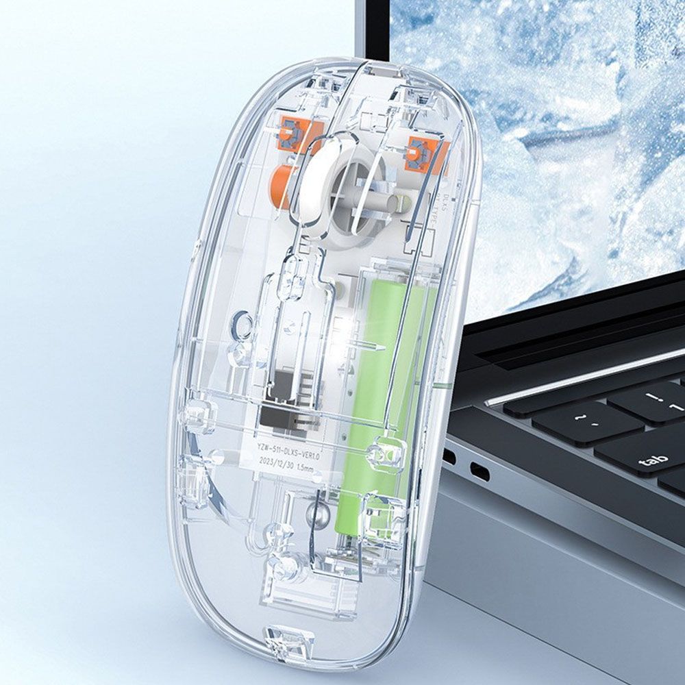 RGB Wireless Transparent Mouse Dual-Mode Rechargeable Mouse With LED lights View Gallery - Pakistan