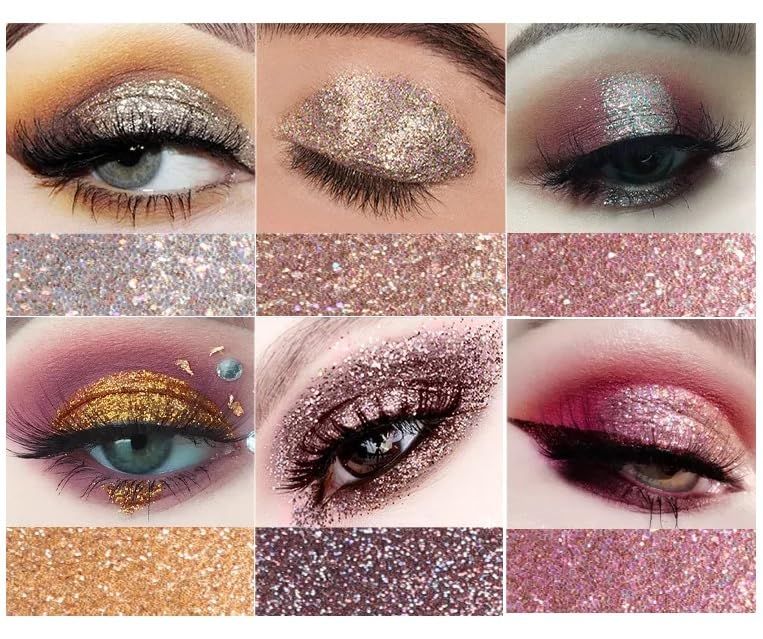 Shimmer Glitter Eyeshadow Glitter Powder Set Face &amp; Eye high Pigmented (Random Color)) View Gallery - Pakistan