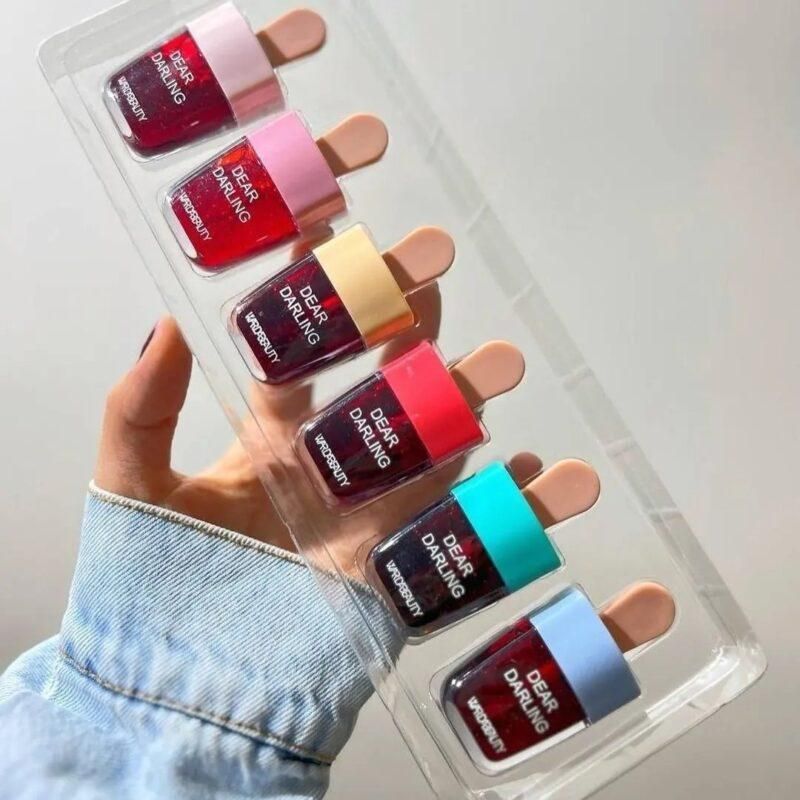 Pack of 6 Dear Darling WardaBeauty Ice cream Lip and cheek Tint Long-lasting Lip Tint (Random Color))