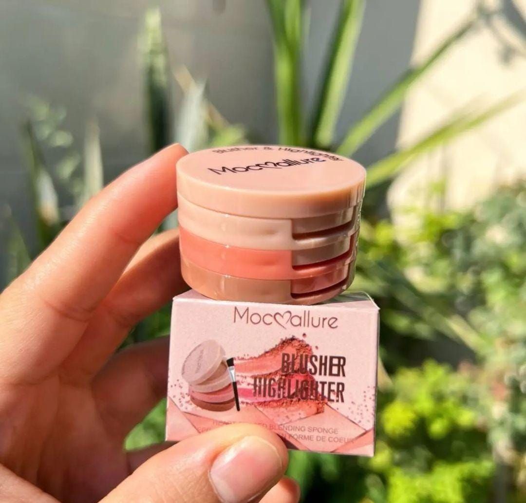 Mocallure 3 in 1 blusher highlighter kit Package Includes: 1 x Blusher Highlighter Kit Product Feature: Glowy, 2 in 1 (Random color) View Gallery - Pakistan