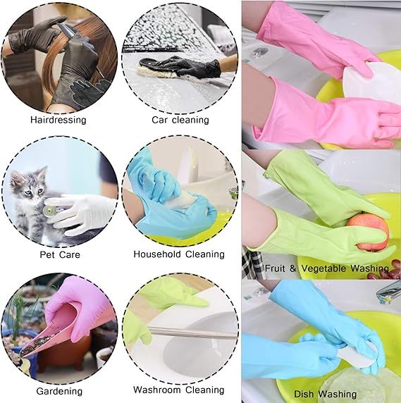 Dishwashing Rubber Gloves Non-Slip Household Laundry Kitchen Cleaning Gloves - Pair (Random color) View Gallery - Pakistan