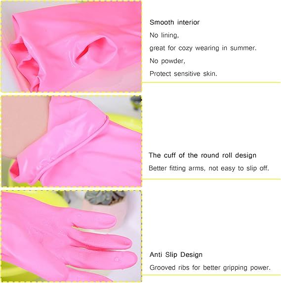Dishwashing Rubber Gloves Non-Slip Household Laundry Kitchen Cleaning Gloves - Pair (Random color) View Gallery - Pakistan