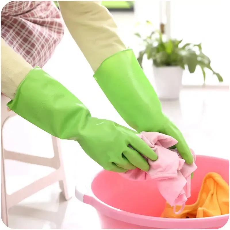 Dishwashing Rubber Gloves Non-Slip Household Laundry Kitchen Cleaning Gloves - Pair (Random color) View Gallery - Pakistan