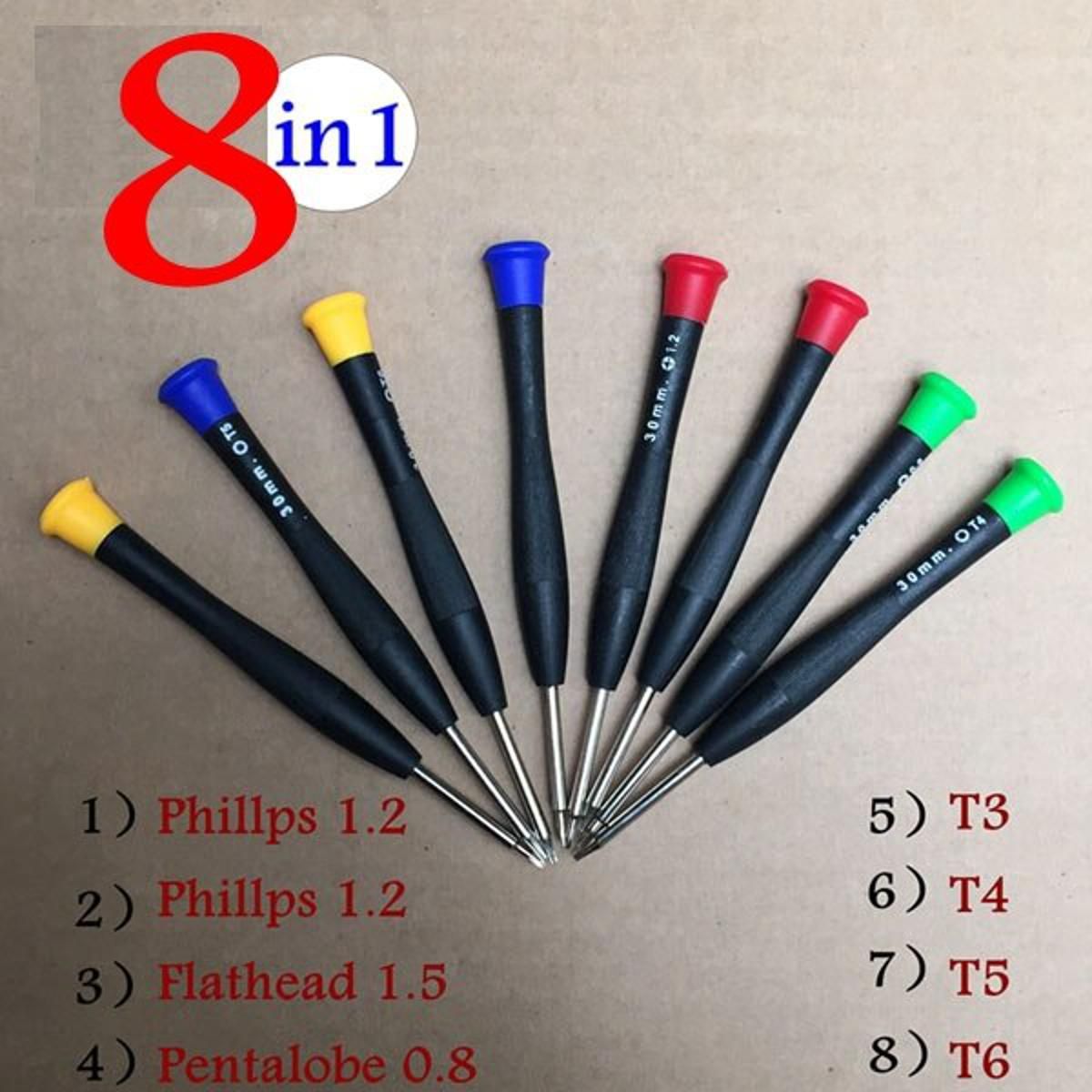 8 in 1 Screwdriver Set for mobile laptops and tablets repairing SH-6308A  (random color) View Gallery - Pakistan