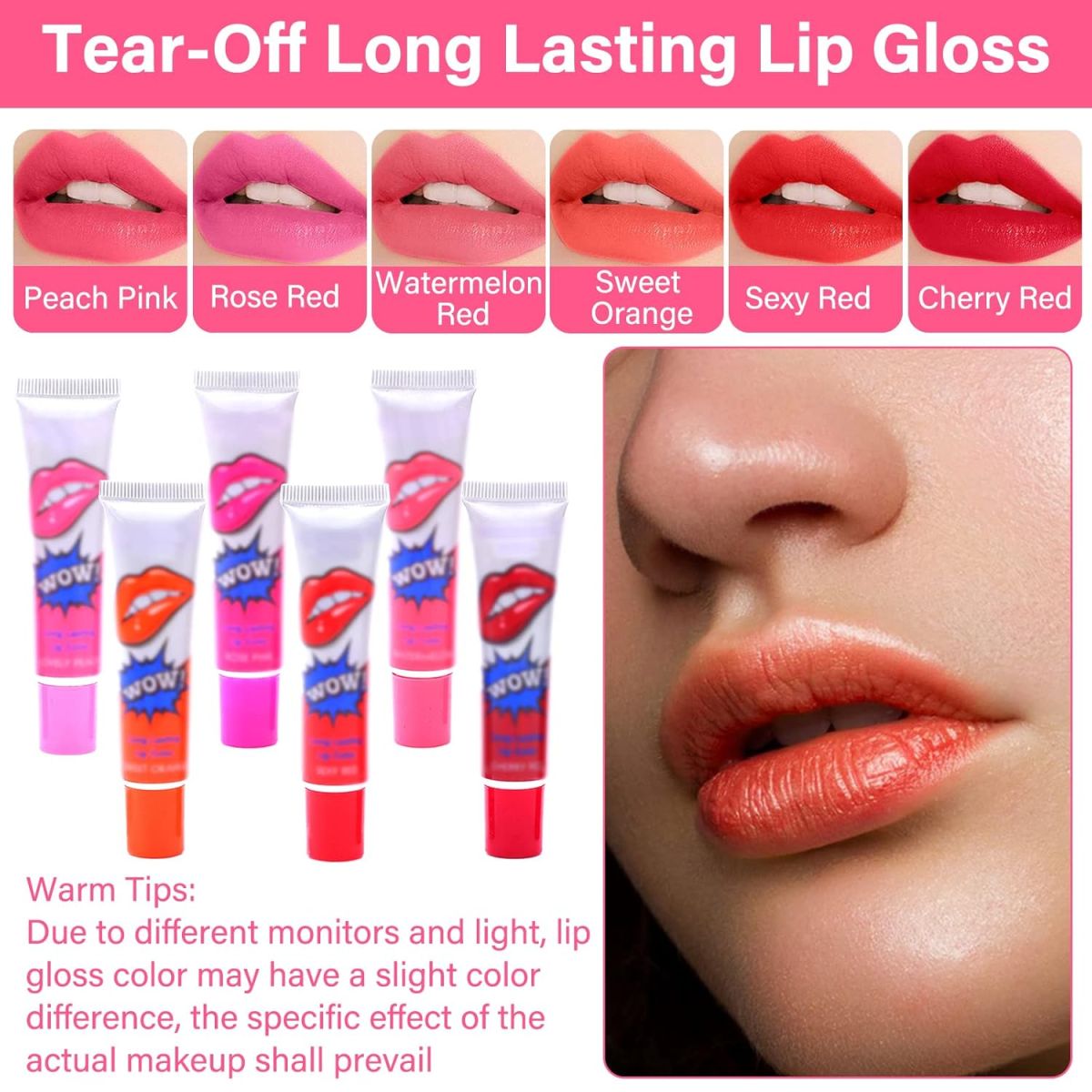 Pack Of 6 High Pigmented Lip Gloss Lipstick Tattoo Peel Off Durable Waterproof Tattoo Lip Gloss Easy Peel Off Lip Gloss View Gallery - Pakistan