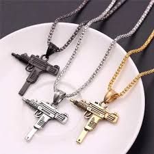 Men's Chain Necklace High Quality Stainless steel Uzi toy gun Pendant