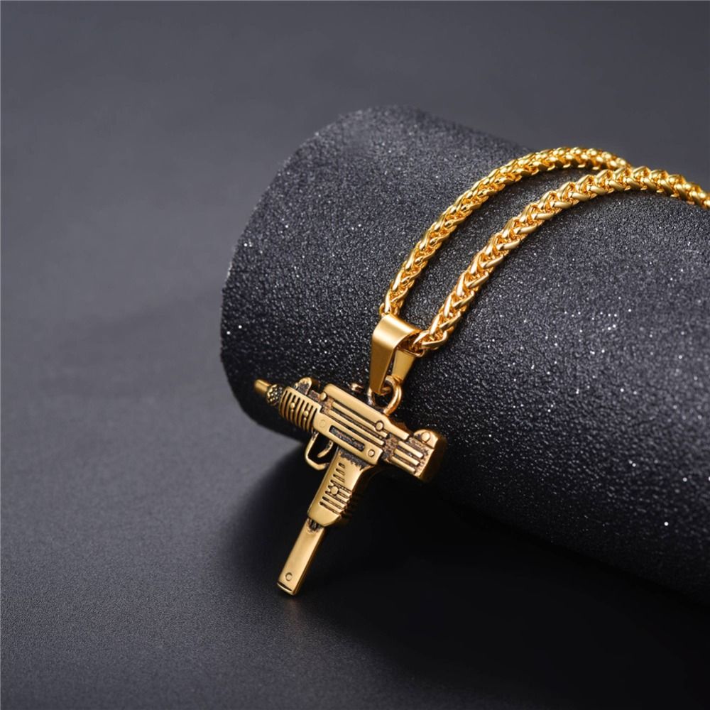 Men's Chain Necklace High Quality Stainless steel Uzi toy gun Pendant View Gallery - Pakistan