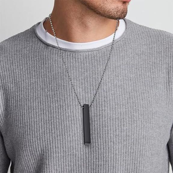 Pack Of 2  Boys Bar Necklace Materials Stainless Steel View Gallery - Pakistan