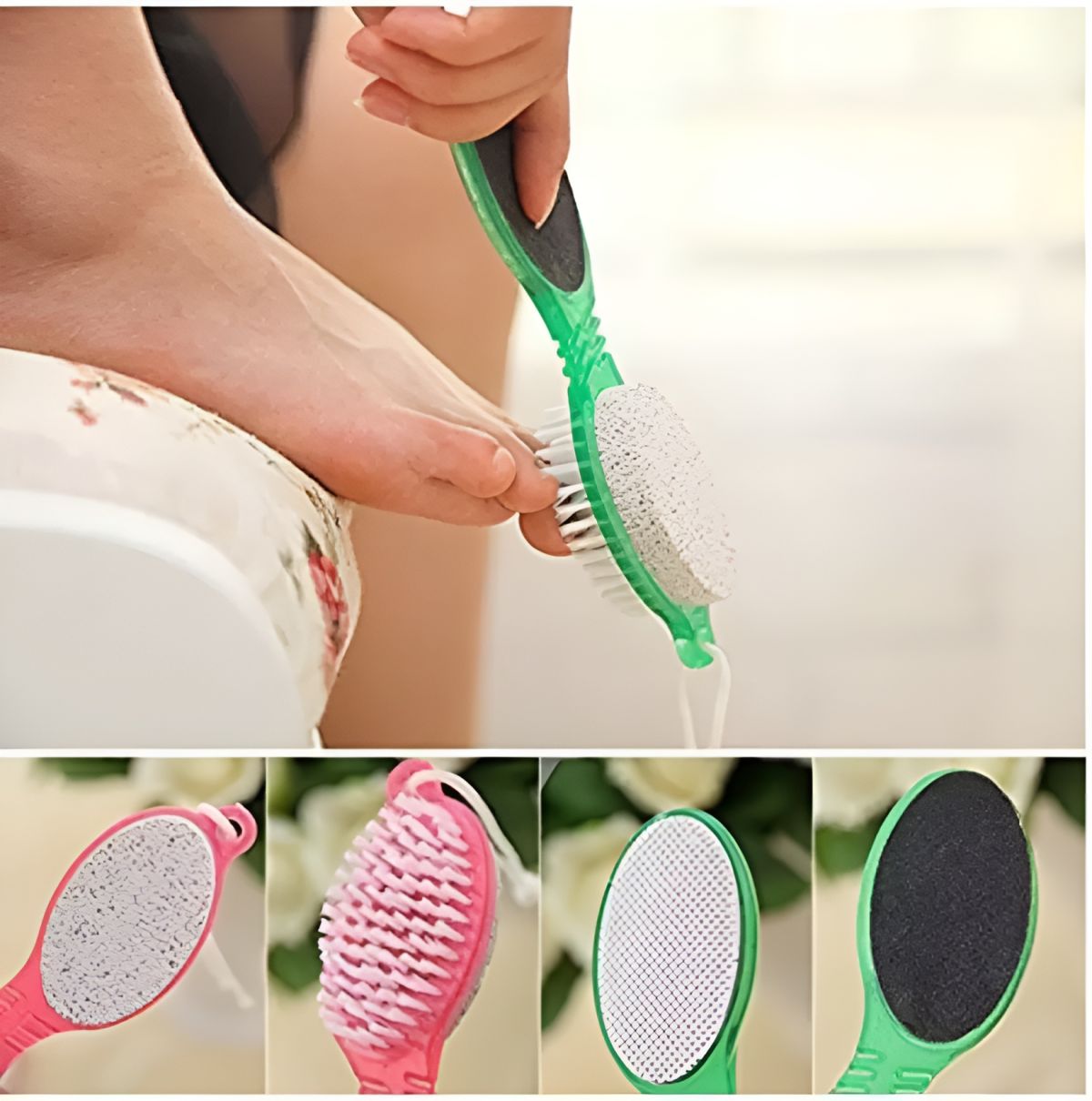 4 In 1 Foot Scrubber | Multi Use Pedicure Paddle Brush – 4 Step Pedicure Cleanse, Scrub, File And Buff (random Color) View Gallery - Pakistan
