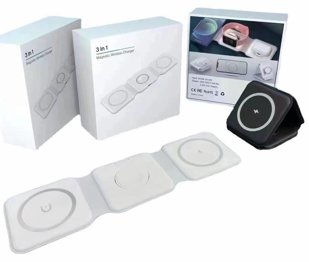 15W 3 in 1 Magnetic Wireless Charger Phone Induction Fast Charging Stand for Phone View Gallery - Pakistan