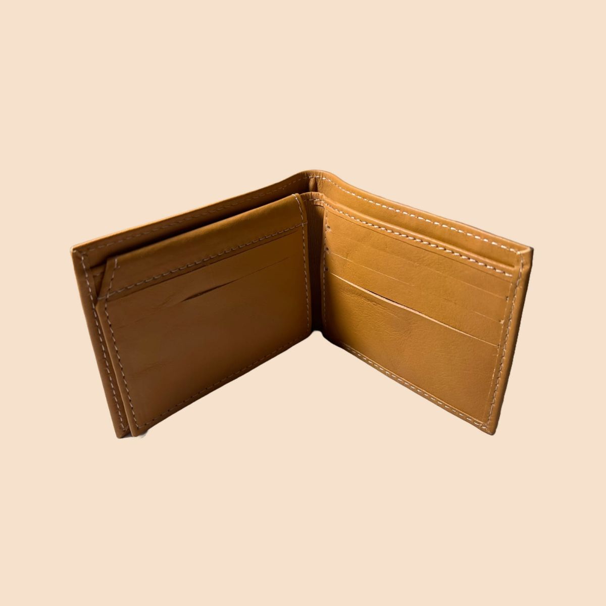buffalo Leather  Plain Wallet Men Short Wallet Purse Small Vintage Wallets Card Holder ( camel color ) View Gallery - Pakistan