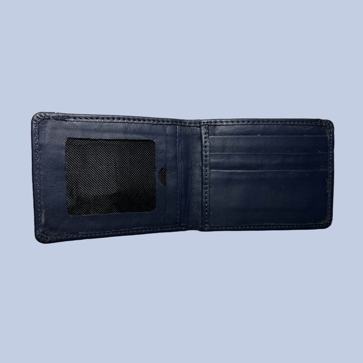 buffalo Leather  Plain Wallet Men Short Wallet Purse Small Vintage Wallets Card Holder ( dark blue ) View Gallery - Pakistan