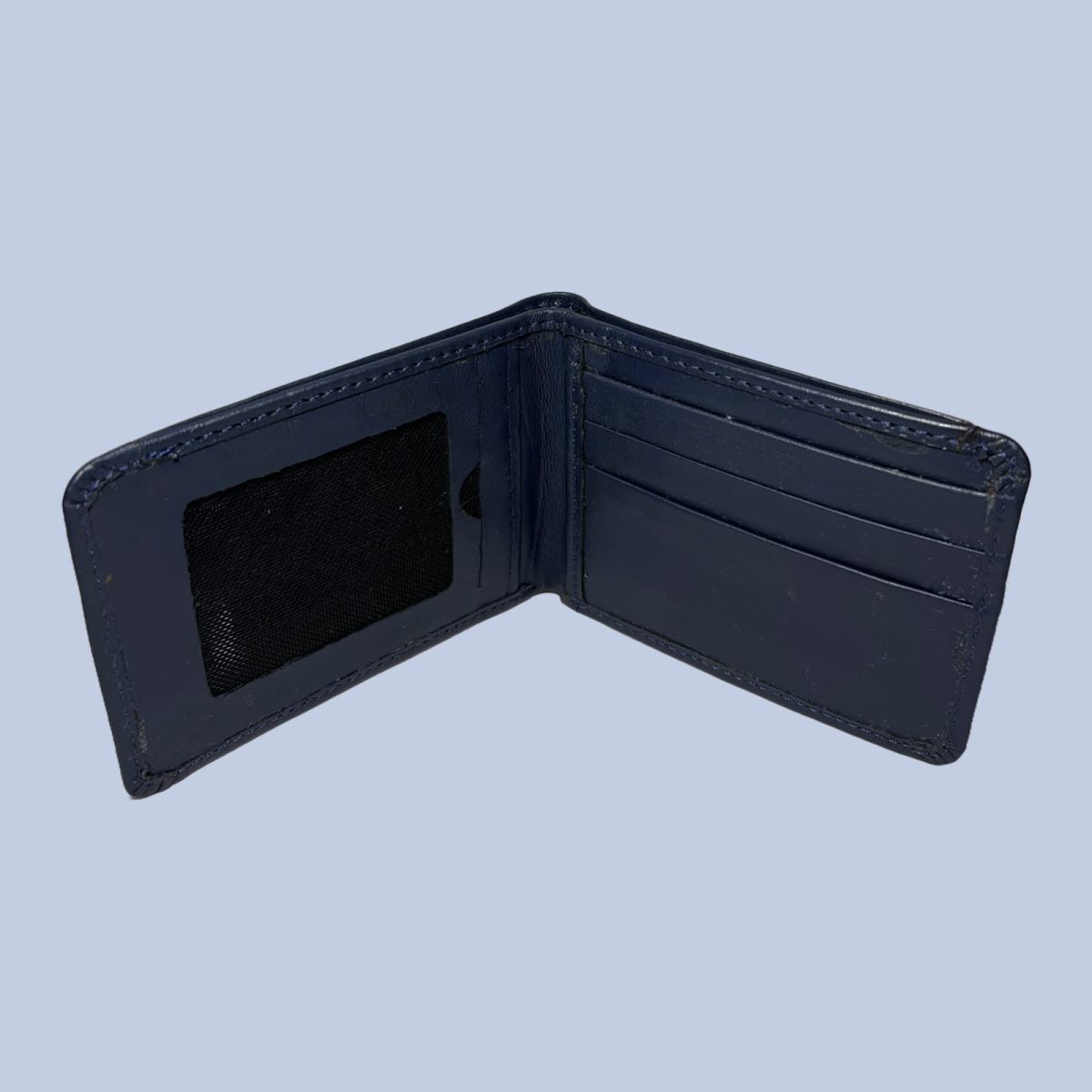 buffalo Leather  Plain Wallet Men Short Wallet Purse Small Vintage Wallets Card Holder ( dark blue ) View Gallery - Pakistan