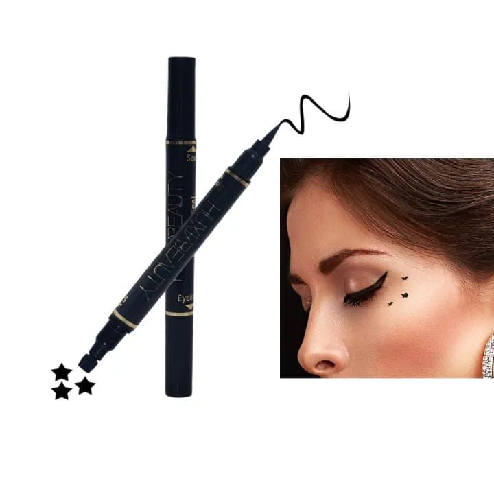 2 in 1 Double-Ended Waterproof Liquid Eyeliner + Seal (Black) View Gallery - Pakistan