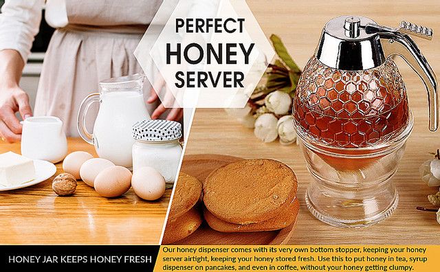Honey Dispenser Juice Syrup Pot Jar For Kitchen Bee Drip Storage 200ML View Gallery - Pakistan