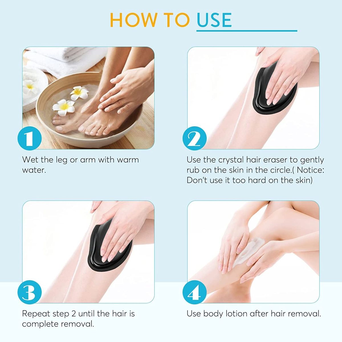 Magic Crystal Hair Remover Bleame Crystal Hair Eraser – Painless Exfoliation Hair Removal Tool For Arms Legs Back   (random color) View Gallery - Pakistan