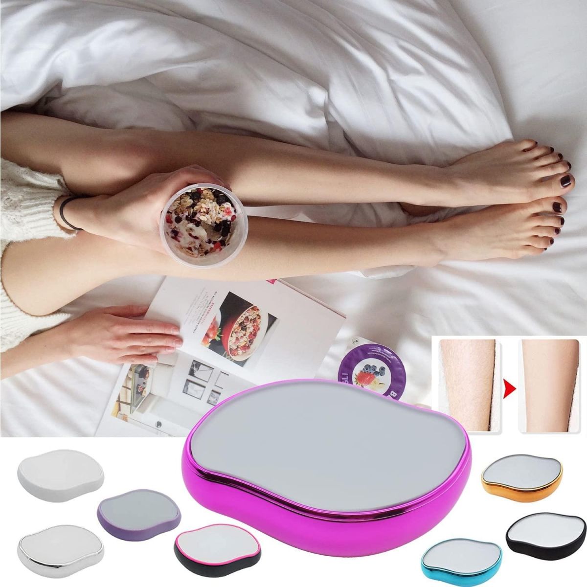 Magic Crystal Hair Remover Bleame Crystal Hair Eraser – Painless Exfoliation Hair Removal Tool For Arms Legs Back   (random color) View Gallery - Pakistan