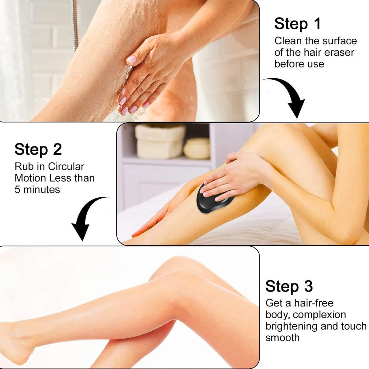Magic Crystal Hair Remover Bleame Crystal Hair Eraser – Painless Exfoliation Hair Removal Tool For Arms Legs Back   (random color) View Gallery - Pakistan