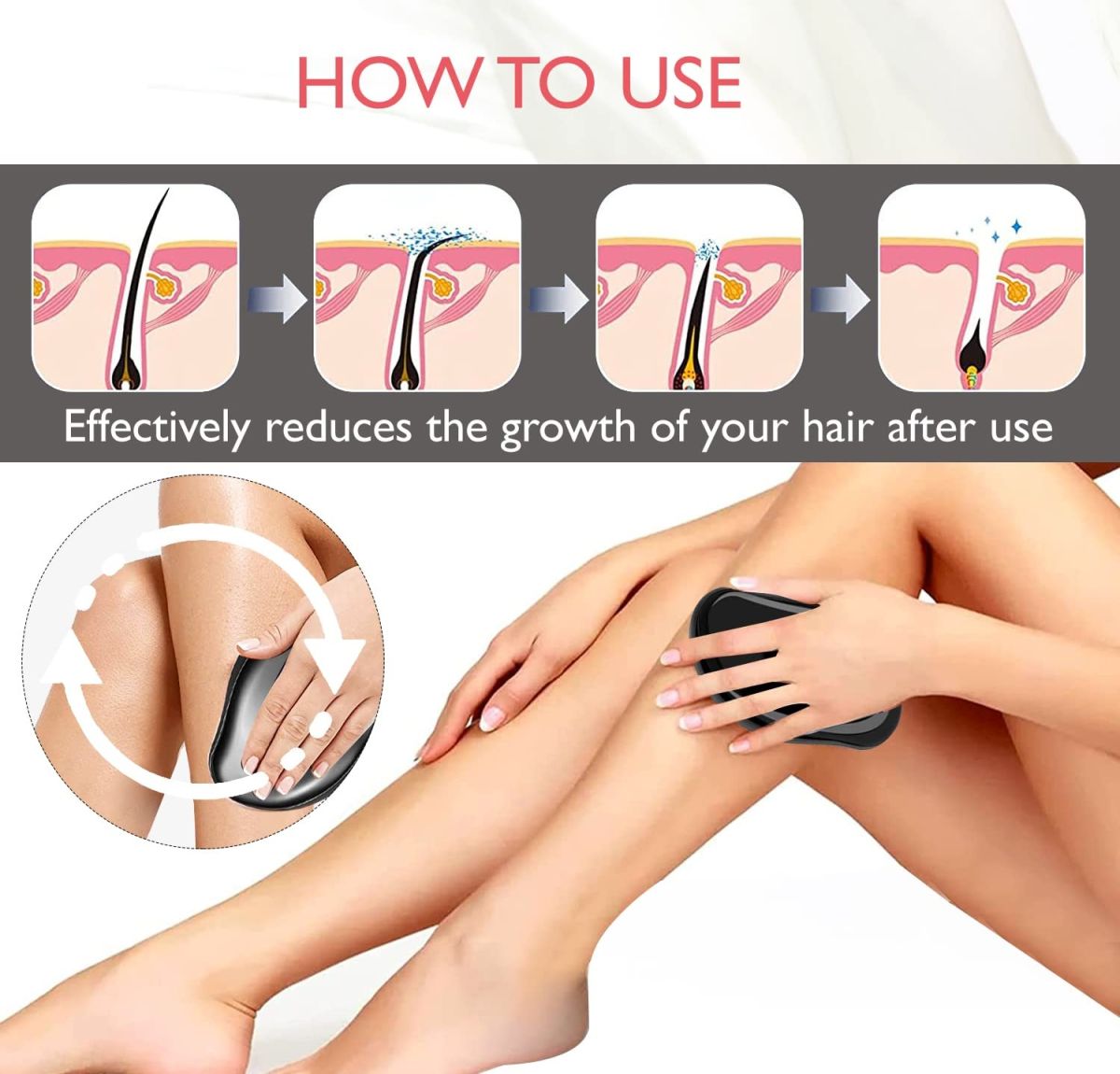 Magic Crystal Hair Remover Bleame Crystal Hair Eraser – Painless Exfoliation Hair Removal Tool For Arms Legs Back   (random color) View Gallery - Pakistan