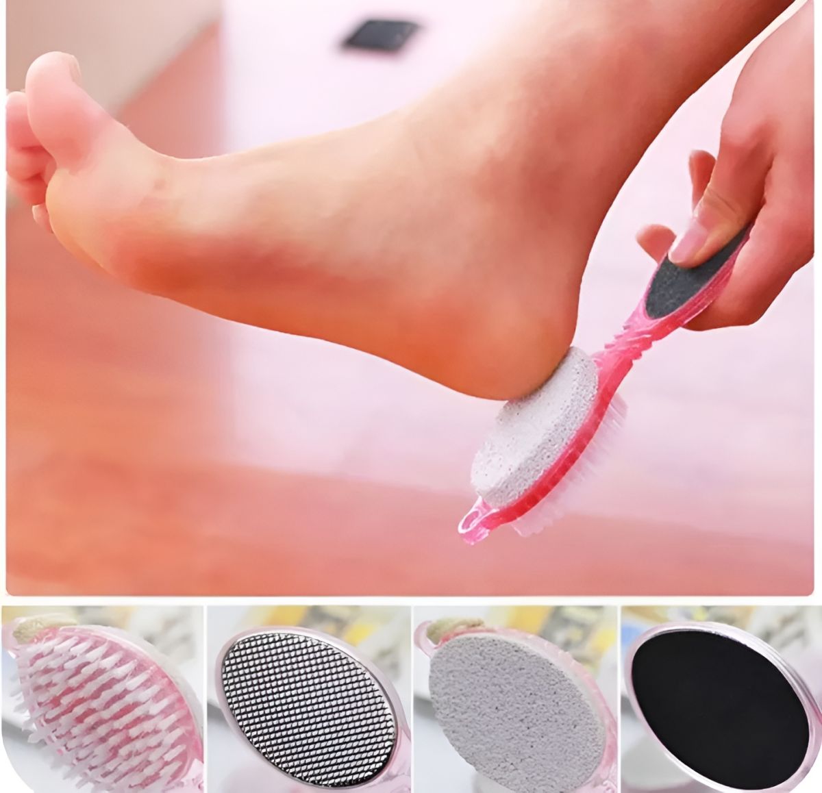 4 In 1 Foot Scrubber | Multi Use Pedicure Paddle Brush - 4 Step Pedicure Cleanse, Scrub, File And Buff (Random color) View Gallery - Pakistan