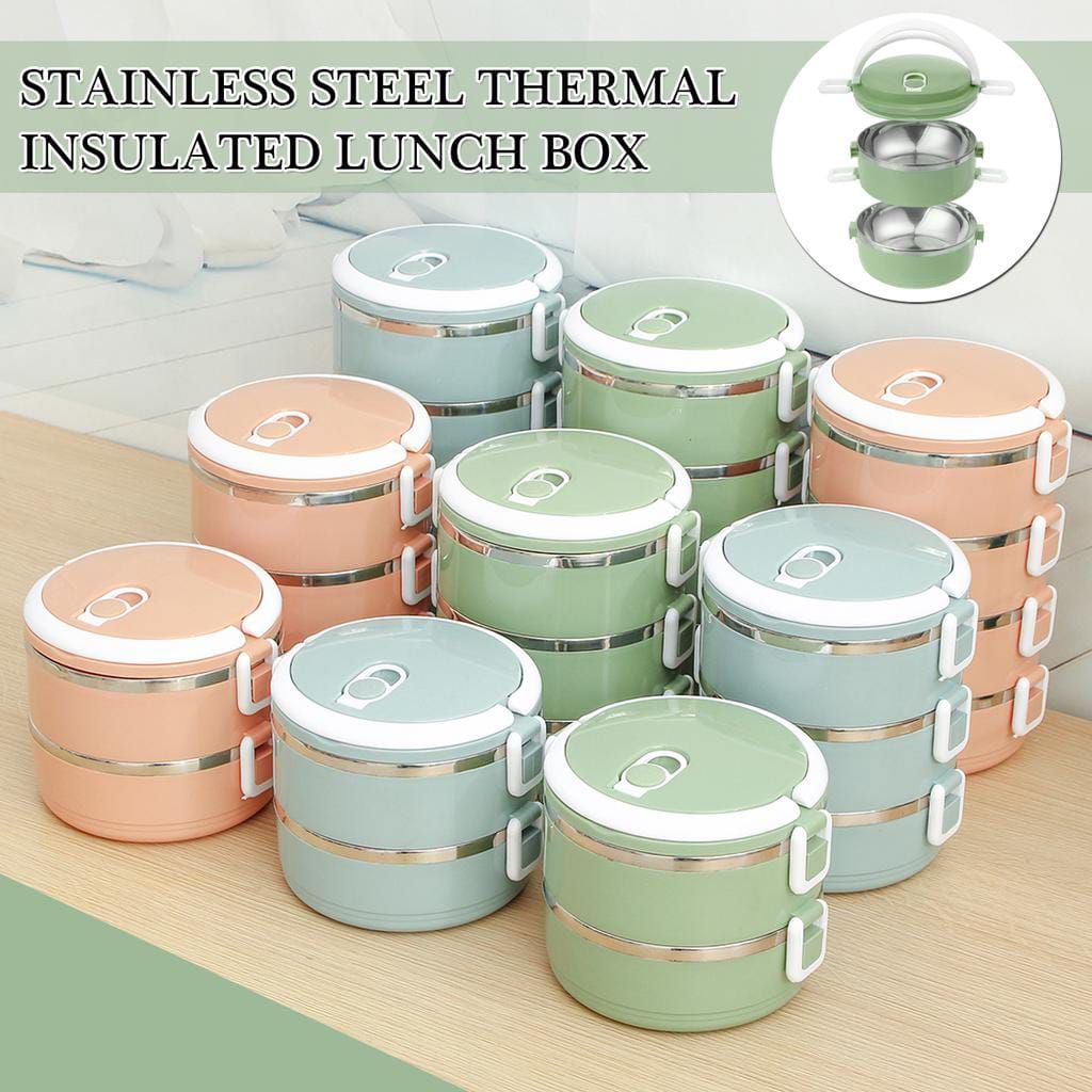 Multi-Layer Heat Preservation Stainless Steel Leakproof Lunch Box Food Container(random color) View Gallery - Pakistan