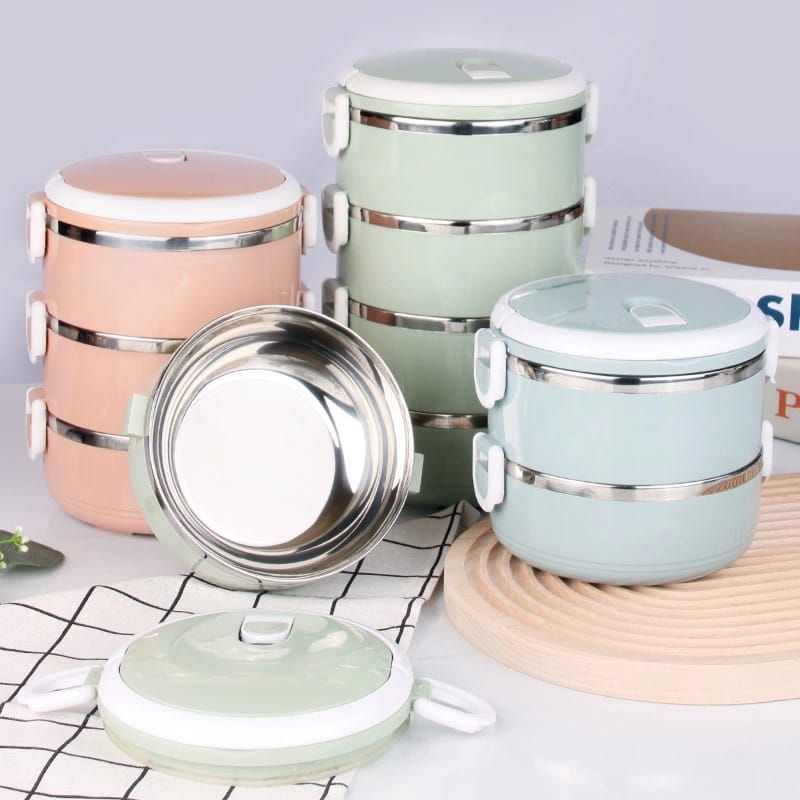 Multi-Layer Heat Preservation Stainless Steel Leakproof Lunch Box Food Container(random color) View Gallery - Pakistan