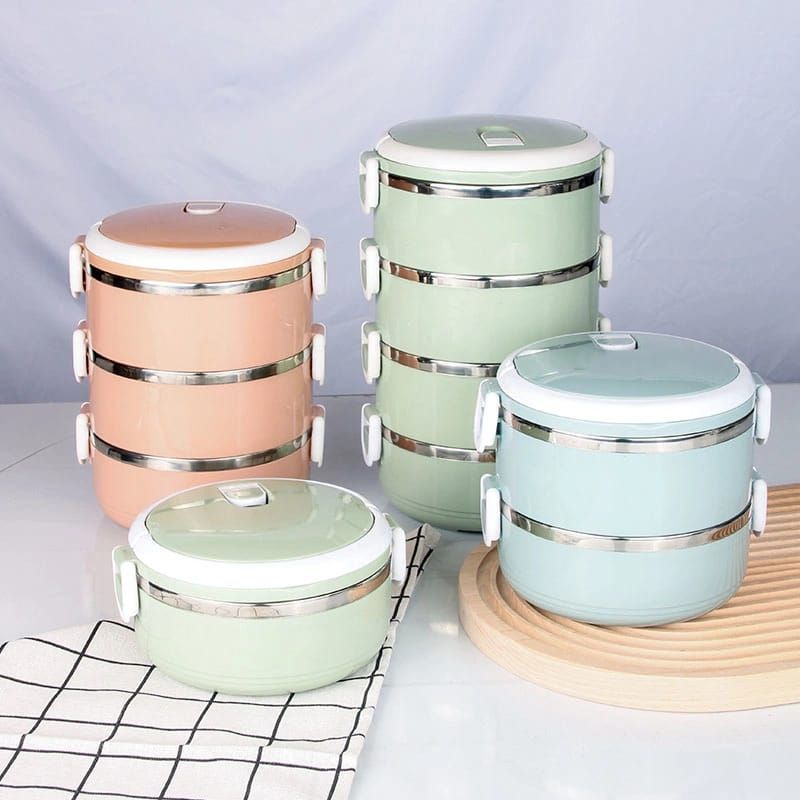 Multi-Layer Heat Preservation Stainless Steel Leakproof Lunch Box Food Container(random color) View Gallery - Pakistan