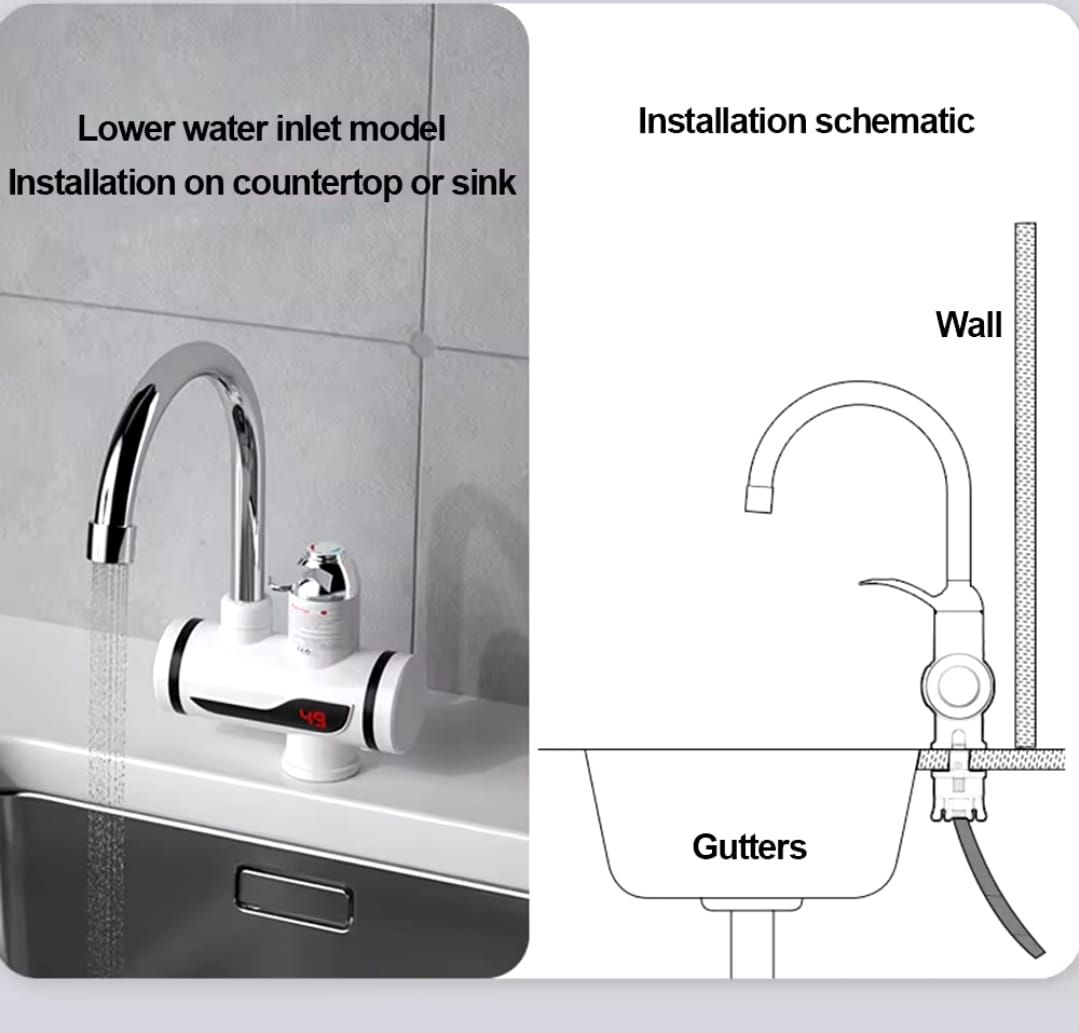 Hot Water Tap Instant Heating Electric Water Heater Faucet With Digital Display And Shower Head For Kitchen And Bathroom (Without Shower) View Gallery - Pakistan