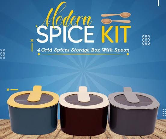 4 In 1 Modern spice kit, partition kitchen seasoning box, 4 Portions spice box with free spoon Modern Spice Kit - Spice Jar (Random Color) View Gallery - Pakistan