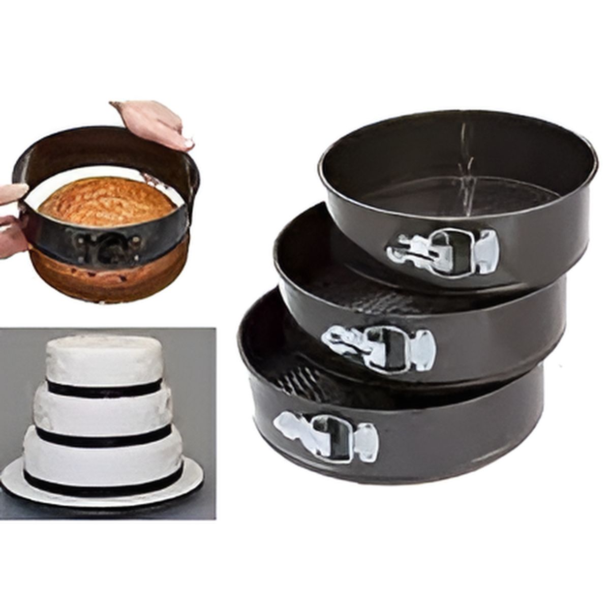 Set of 3 Nonstick Round Shape Cake Mould Cake Pan for Baking Cake at home View Gallery - Pakistan