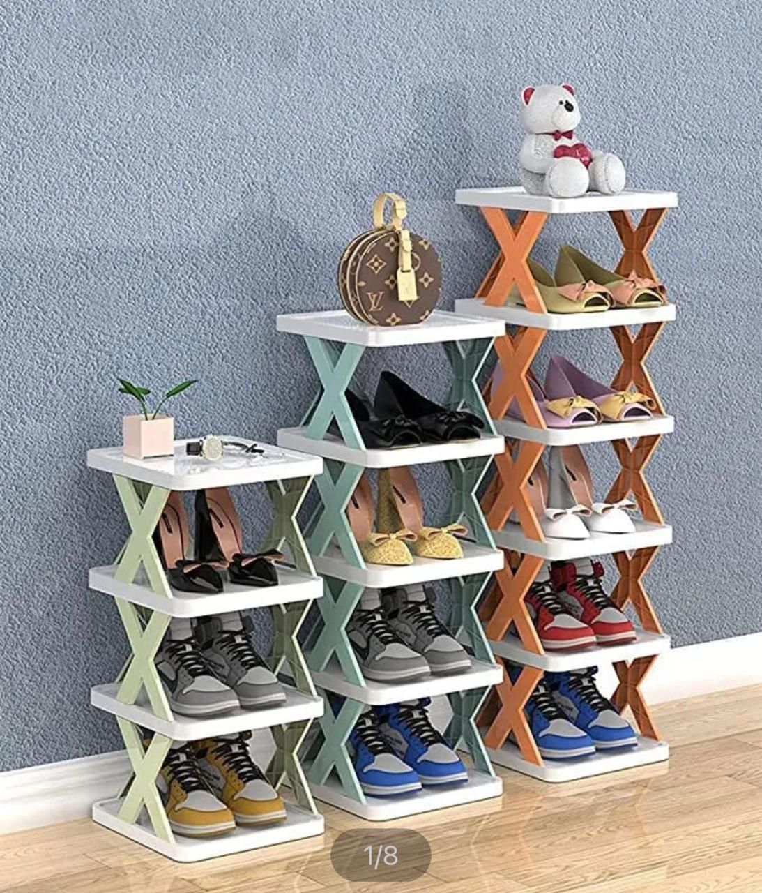 New Arrival Stackable Shoe Rack Multi-layer Storage Shoes Shelf Box Plastic Space Saving Cabinet Shoes Organizer for Entry (Random Color)