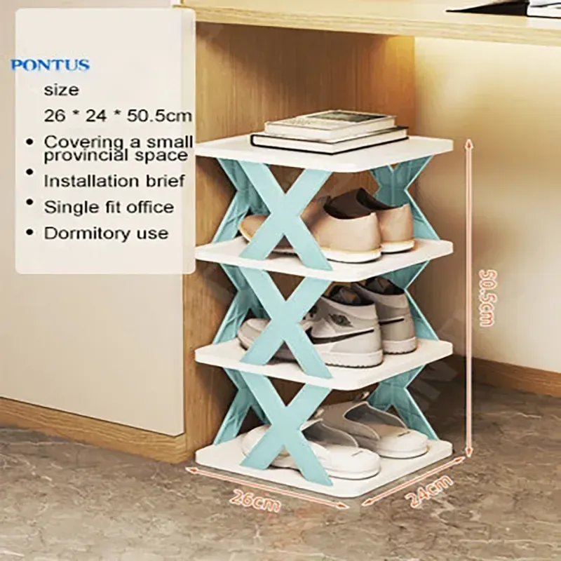 New Arrival Stackable Shoe Rack Multi-layer Storage Shoes Shelf Box Plastic Space Saving Cabinet Shoes Organizer for Entry (Random Color) View Gallery - Pakistan