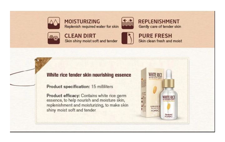Rorec Moisturizing Anti Wrinkle Rice Face Serum for Open Pores 15ml View Gallery - Pakistan