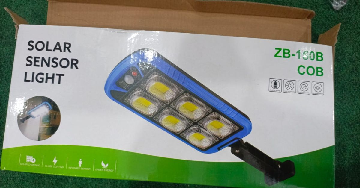 Solar Street COB Light With Sensor ZB-150B | Motion Sensor Security Streetlights for Parking Lot – Remote Control View Gallery - Pakistan