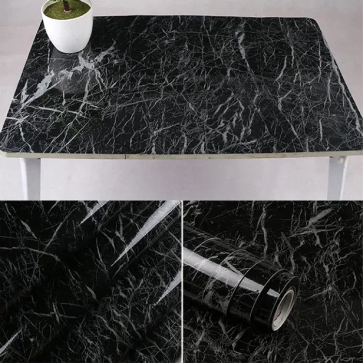Black / white Marble Shade Self Adhesive Roll Sheet Sticker For Kitchen, Cupboard, Wall – Anti Oil And Heat Resistant Wallpaper View Gallery - Pakistan