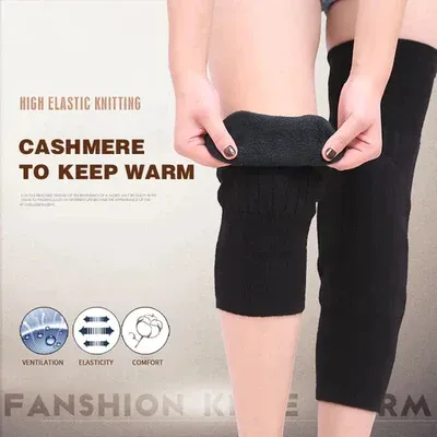 1 Pair Unisex Women Men’s Cashmere Wool Knee Brace Pads | Winter Warm Thermal Knee Warmers Velvet Knee Protector (Random Color) View Gallery - Pakistan