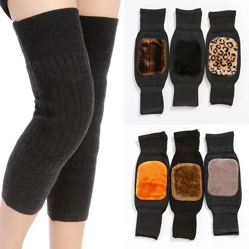 1 Pair Unisex Women Men’s Cashmere Wool Knee Brace Pads | Winter Warm Thermal Knee Warmers Velvet Knee Protector (Random Color) View Gallery - Pakistan