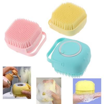 Silicone Bath and Body Shower Brush with Liquid Soap Dispenser (Random Color) View Gallery - Pakistan
