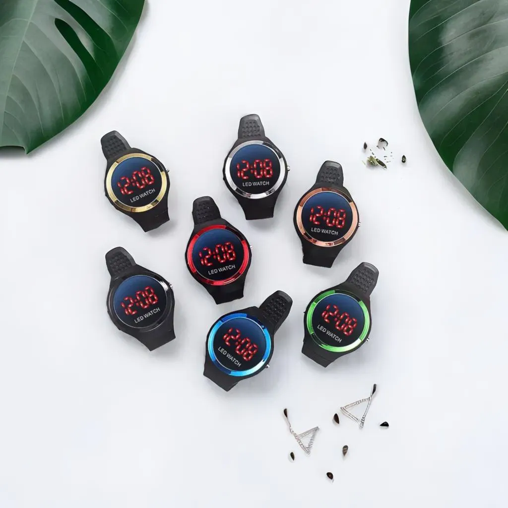 Digital LED Smart Round Shape Watch Round Colorful Ring LED Watch LED Digital Watch(Random color)