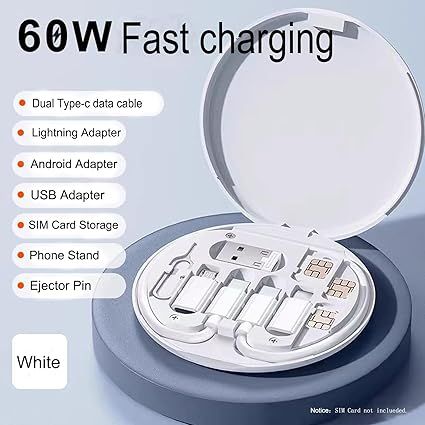 Multifunctional Data Cable Set 60W Fast Charging Cable for Android &amp; Iphone (Random color) View Gallery - Pakistan