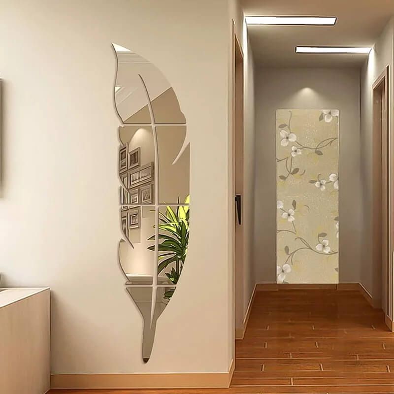 3d Acrylic Wall leaf Mirror reflection Room Decor View Gallery - Pakistan