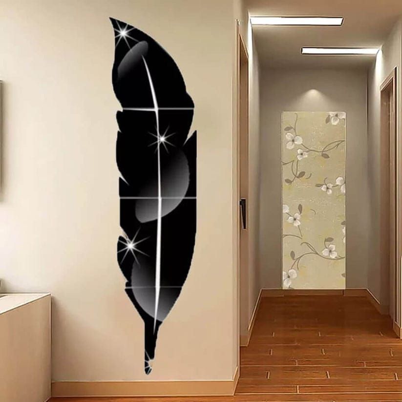 3d Acrylic Wall leaf Mirror reflection Room Decor View Gallery - Pakistan