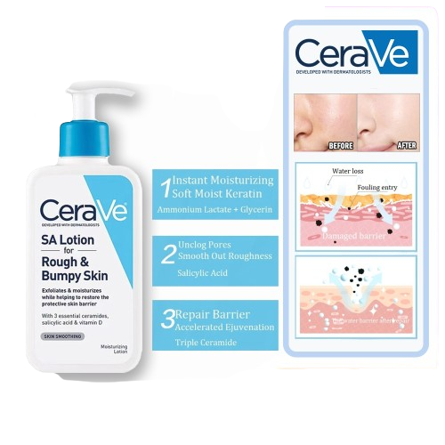 Cerave Sa Lotion For Rough &amp; Bumpy Skin Vitamin D, Hyaluronic Acid, Lactic Acid &amp; Salicylic Acid Lotion (237ml) View Gallery - Pakistan