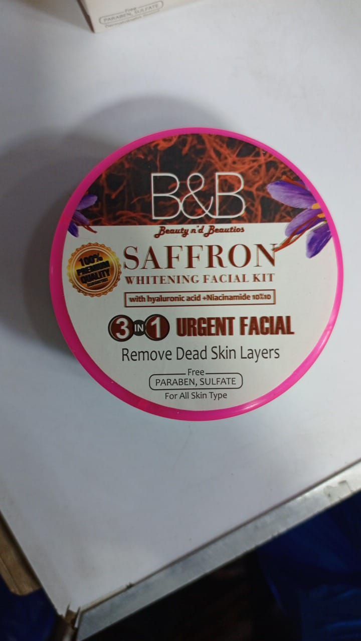 B and B Saffron Whitening Facial Kit 3 in 1 - Urgent Facial &amp; Dead Skin Removal View Gallery - Pakistan