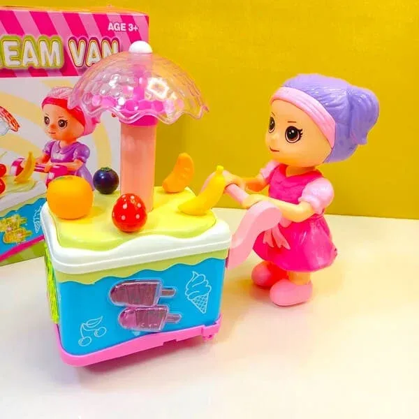 Cute Doll Ice Cream Cart With Music &amp;amp; Lights