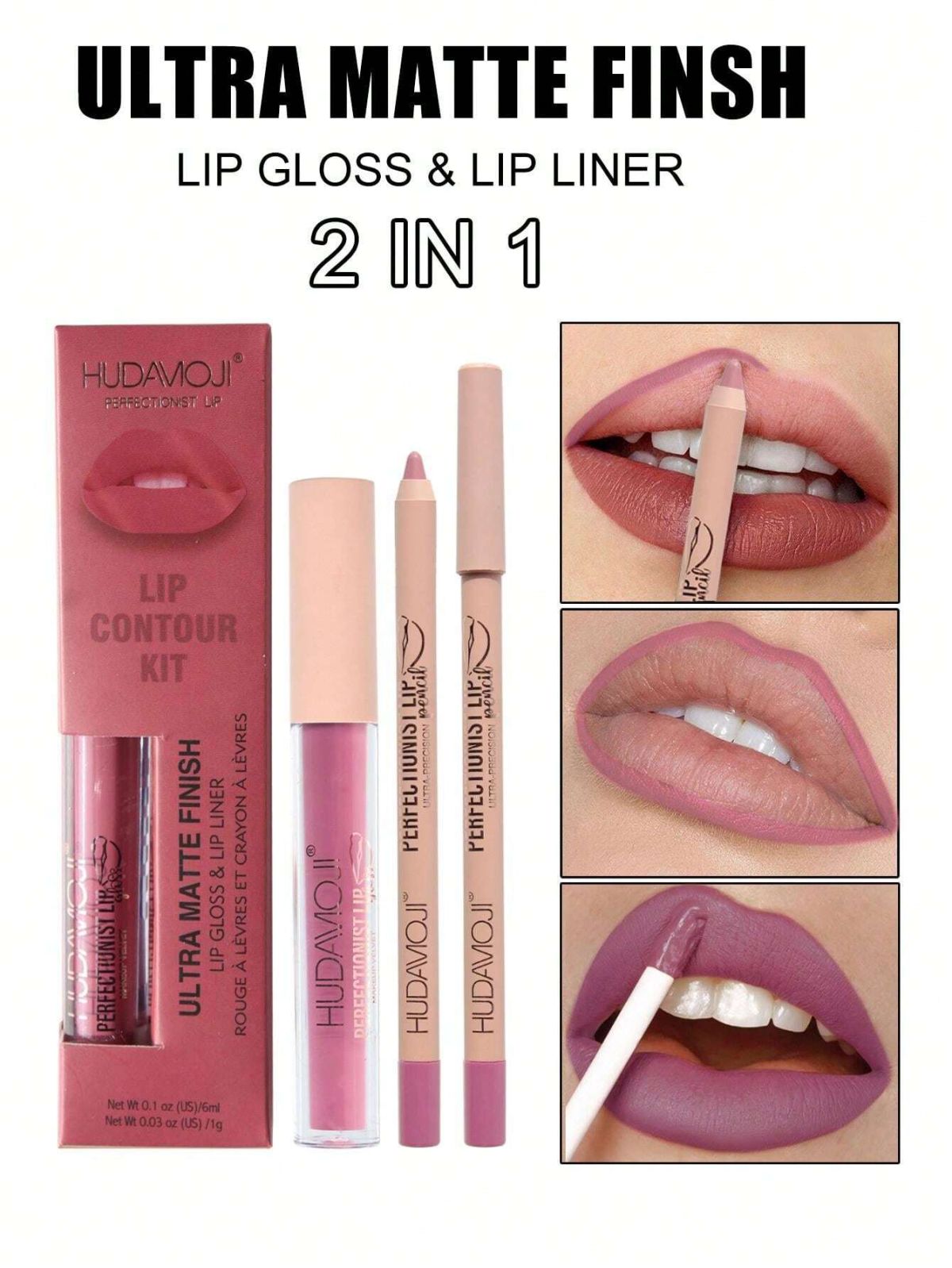 HUDAMOJI Ultra Matte Finish Lip Gloss And Lip Liner Lip Contour Set View Gallery - Pakistan